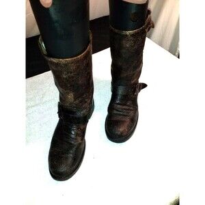 Frye Womens Sz 8 B Veronica Slouch Tall Boots Brown Leather Distressed 76512